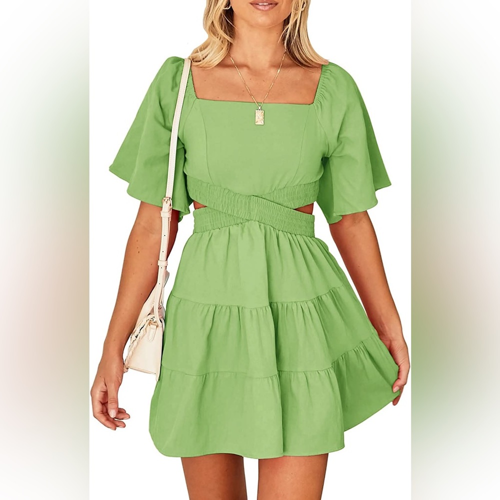 Shy Velvet Large Green Crossover Dress